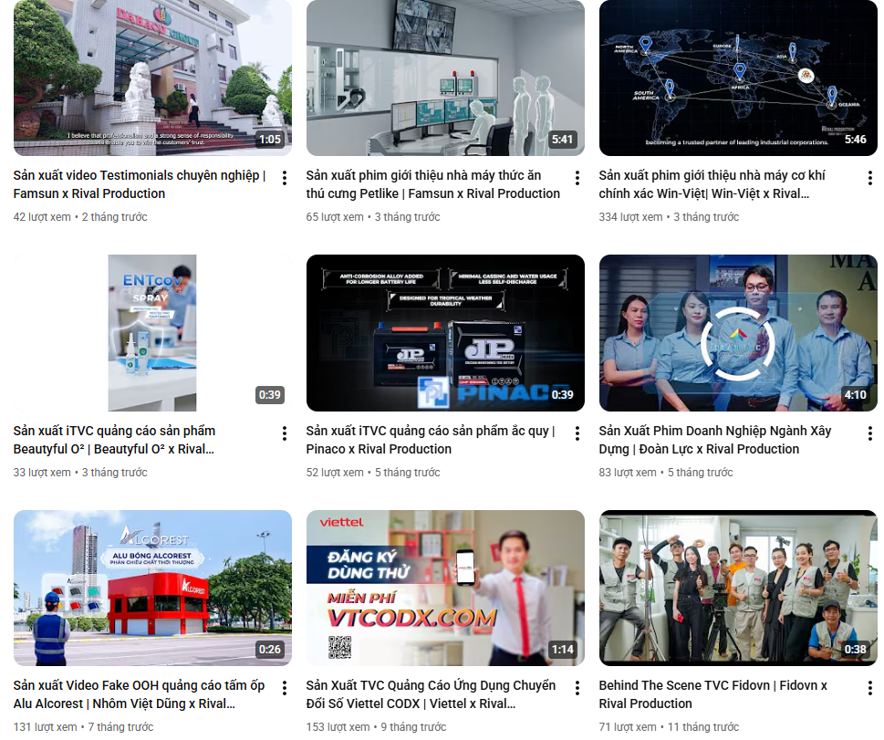 Dự án triển khai dịch vụ sản xuất TVC quảng cáo, Phim doanh nghiệp TVC doanh nghiệp của Rival Production