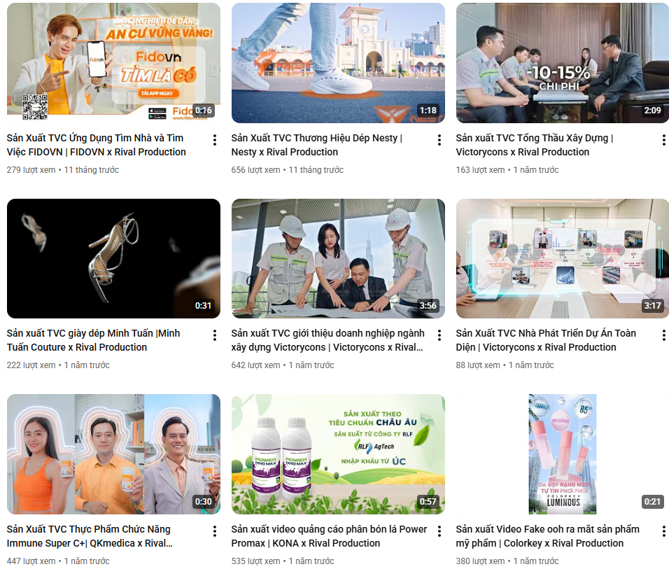 Dự án triển khai dịch vụ sản xuất TVC quảng cáo, Phim doanh nghiệp TVC doanh nghiệp của Rival Production